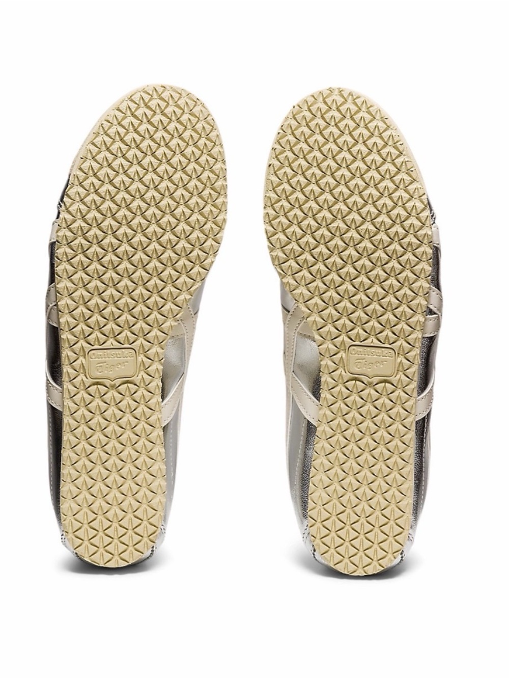 Onitsuka Tiger by Asics Metallic Silver and Cream Mexico 66 Sneakers - Picture 2 of 3